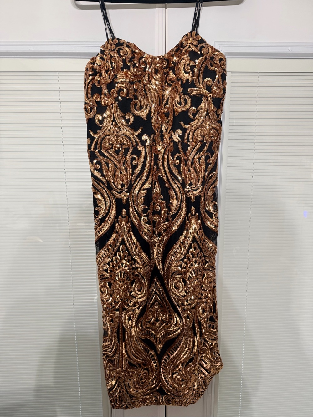 Black & Gold Sequin Midi Dress